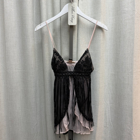 Roberto Cavalli Underwear Black & Pink Silk Fringe Top