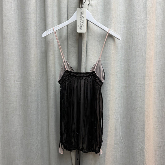 Roberto Cavalli Underwear Black & Pink Silk Fringe Top
