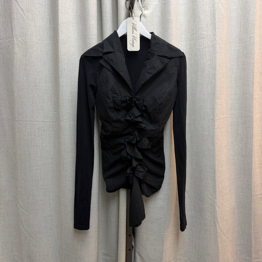 Sonia Speciale Black Ruffled Long Sleeve Blouse