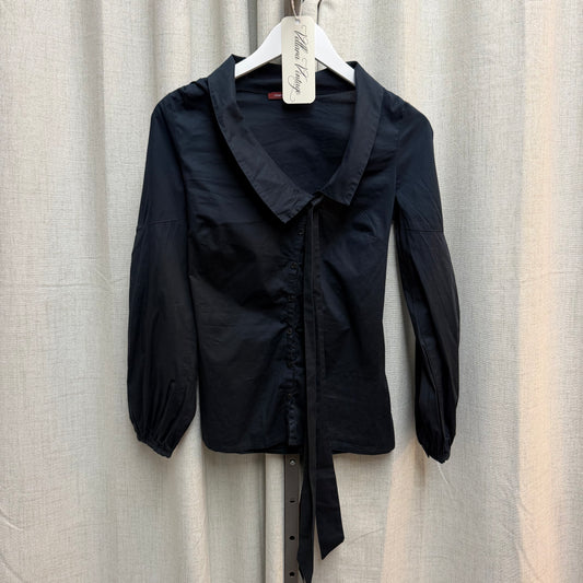 Comptoir Des Cotonniers Black Asymmetrical Long Sleeve Blouse