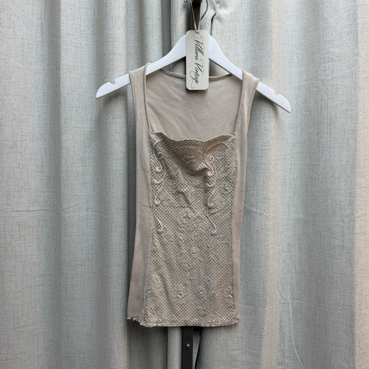 Oscalita Beige Crochet Overlay Tank