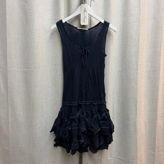 Marithe Francois Girbaud Navy Blue Crinkled Babydoll Dress