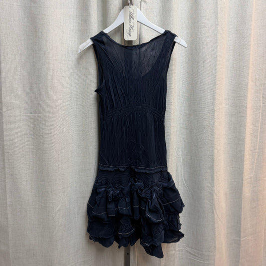 Marithe Francois Girbaud Navy Blue Crinkled Babydoll Dress