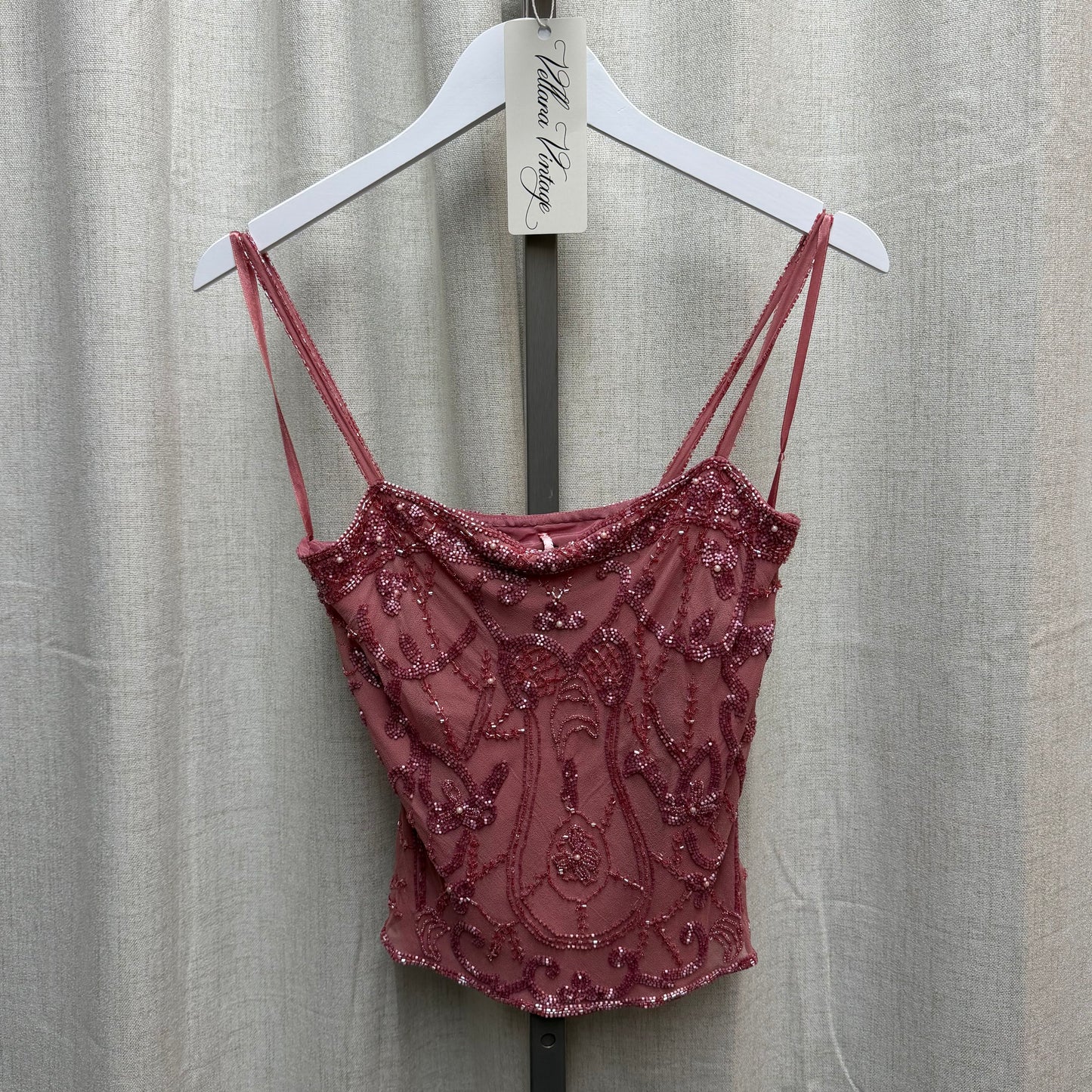100% Silk Pink Beaded Cami