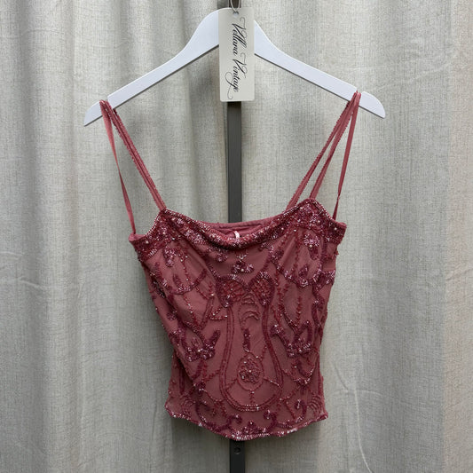 100% Silk Pink Beaded Cami