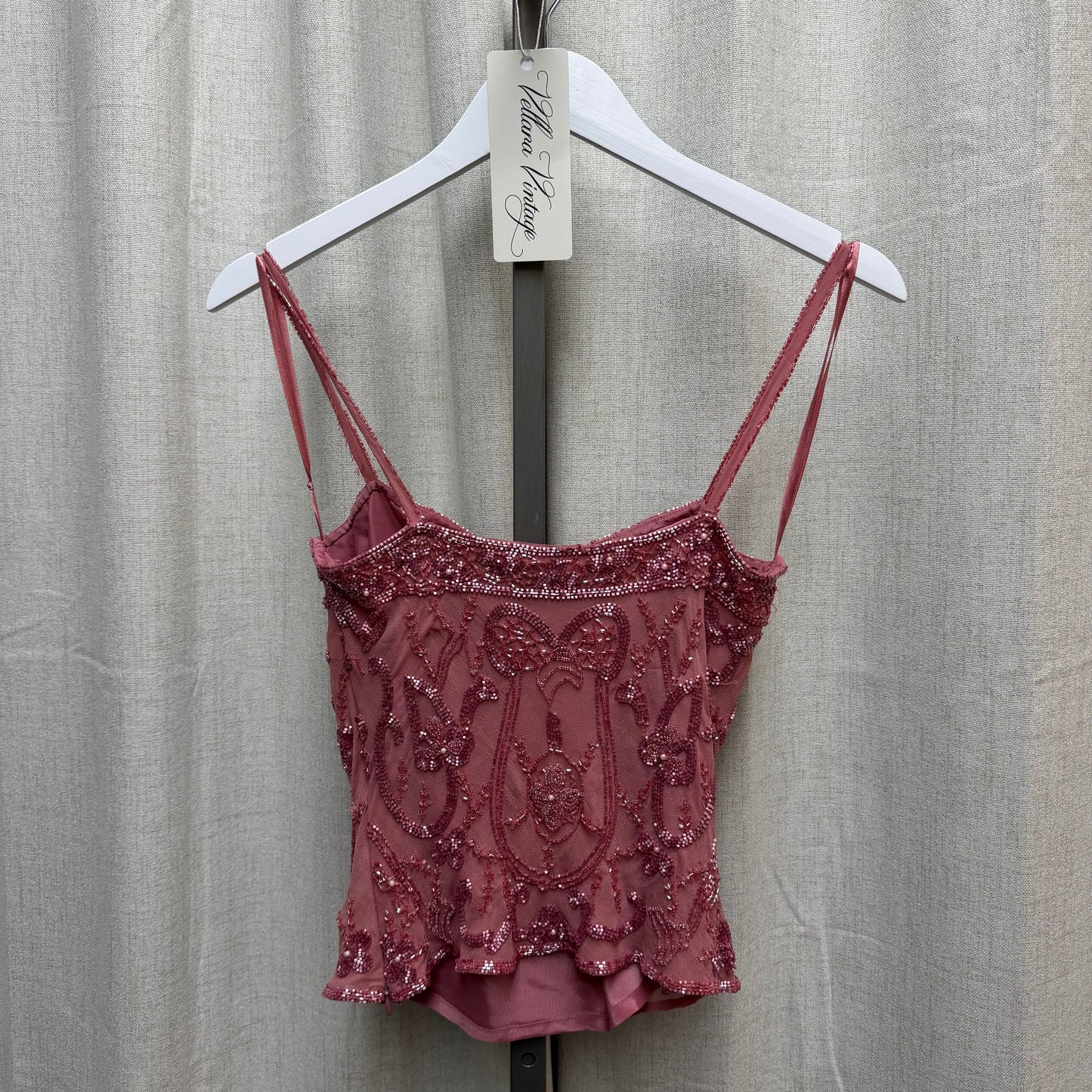 100% Silk Pink Beaded Cami