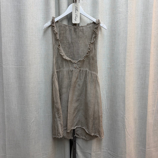 Beige/Grey Button Down Babydoll Dress