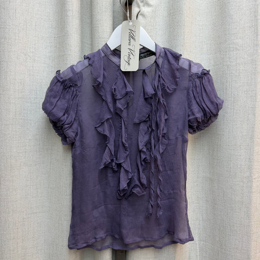 Rinascimento Purple Sheer 100% Silk Blouse