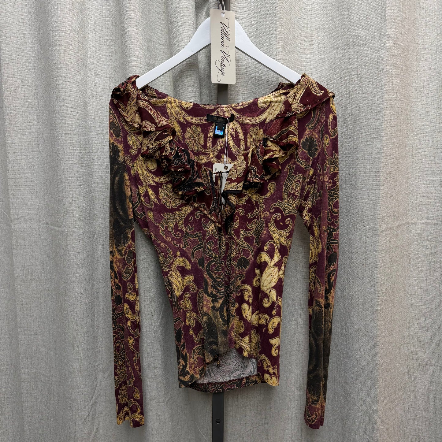 Roberto Cavalli F/W 2004 Burgundy Baroque Top