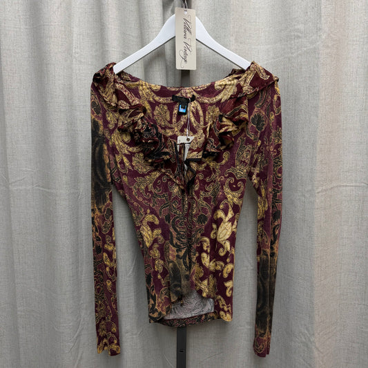 Roberto Cavalli F/W 2004 Burgundy Baroque Top