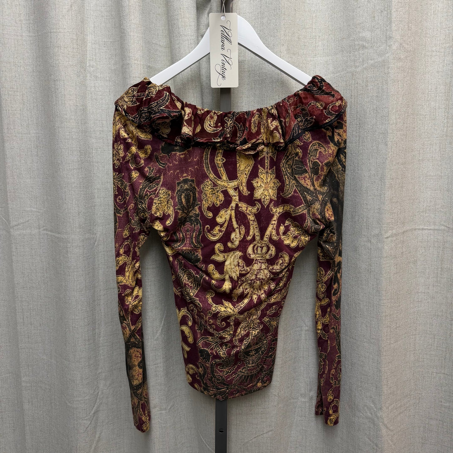 Roberto Cavalli F/W 2004 Burgundy Baroque Top