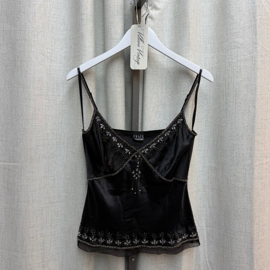 Chain Reaction Black Satin Beaded Tank