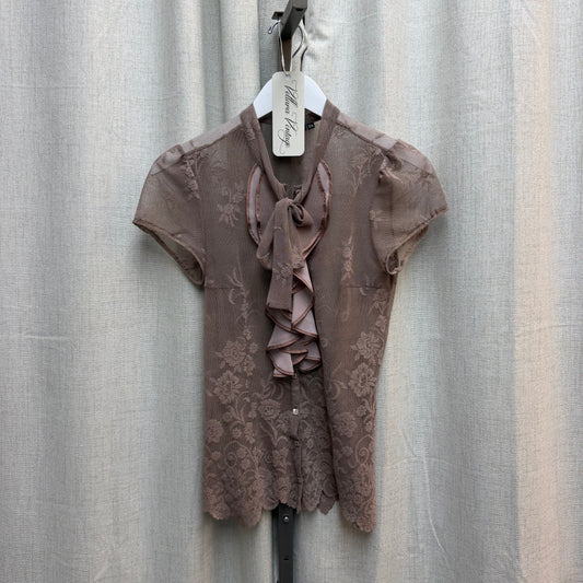Sheer Purple/Mauve Lace Short Sleeve Blouse