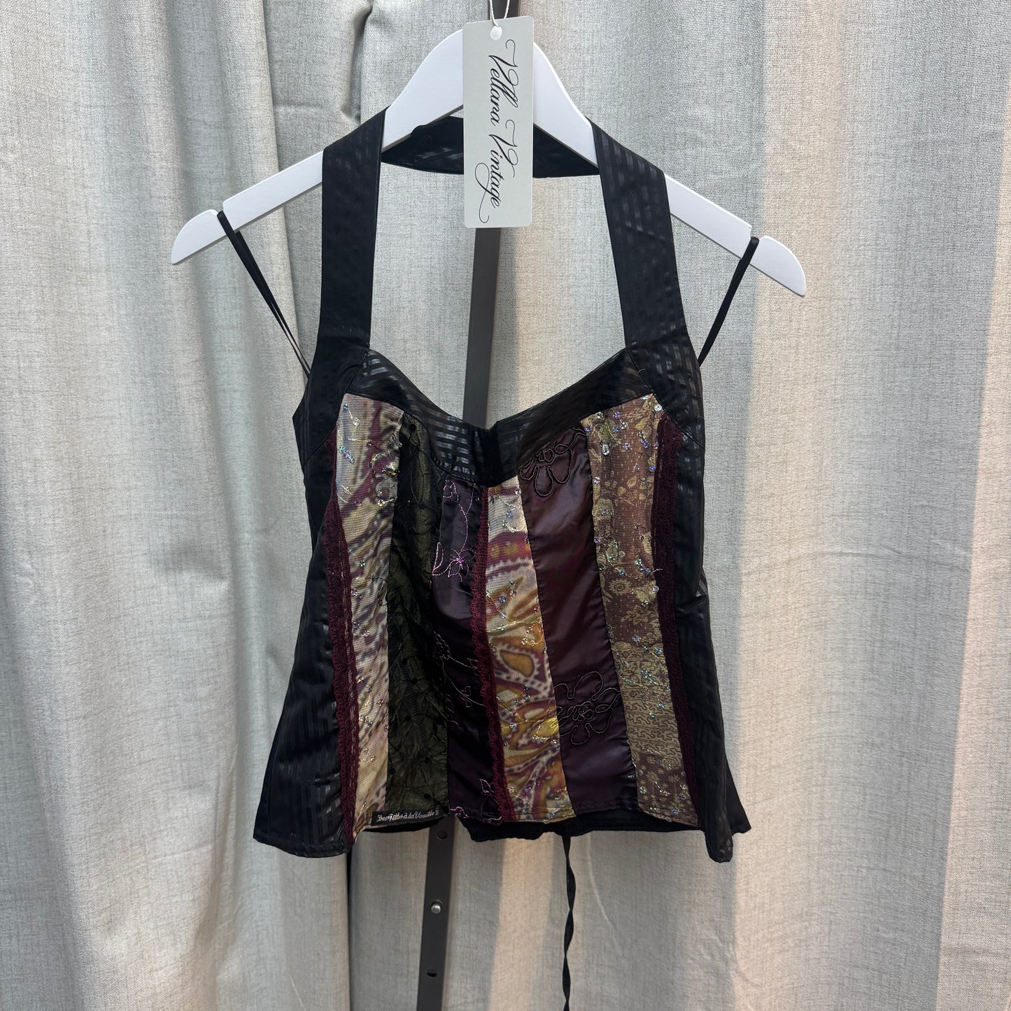 Pinstripe Multicoloured Halter Corset-Style Top