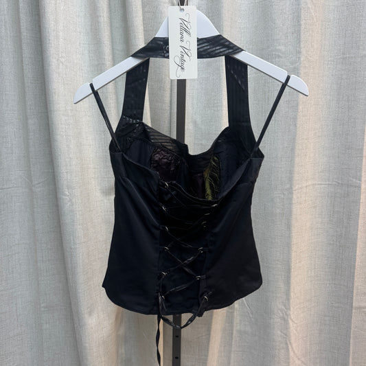 Pinstripe Multicoloured Halter Corset-Style Top
