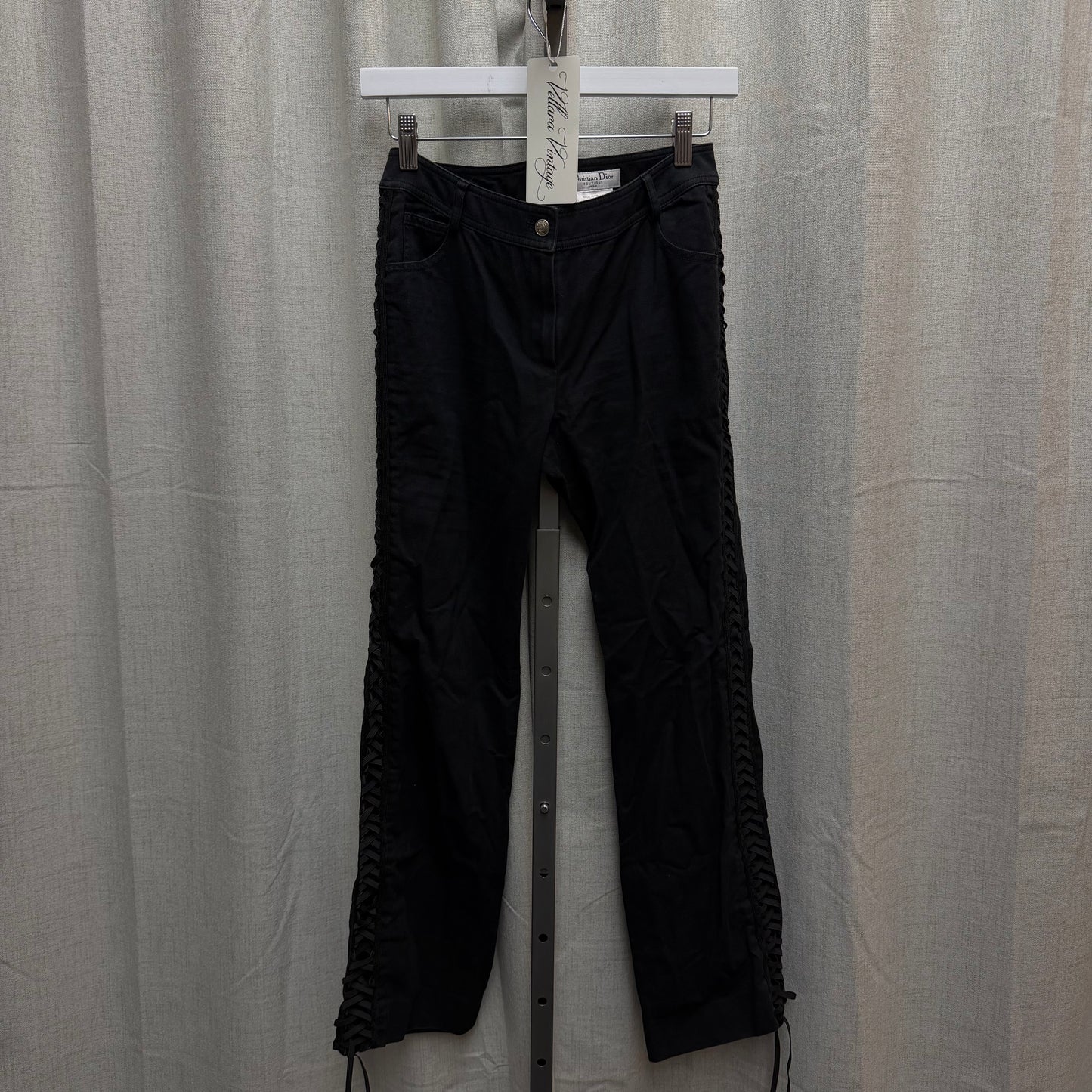 Christian Dior Black Lace-up Flared Jeans F/W 2002