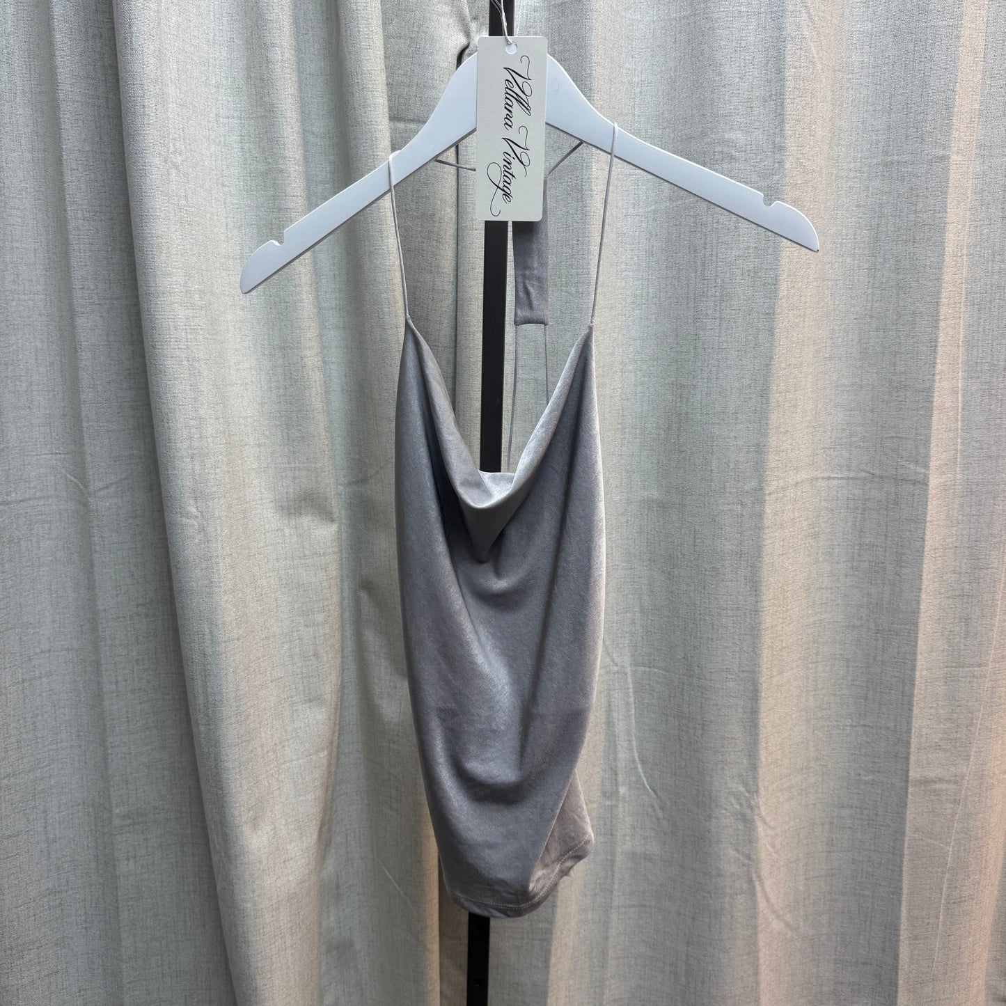 Morgan De Toi Gray Cowl Neck Halter Top