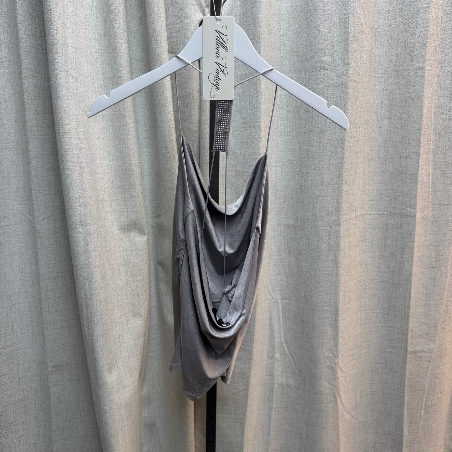 Morgan De Toi Gray Cowl Neck Halter Top