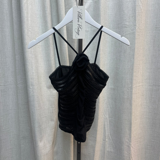 Black Rose Abstract Halter Tank Top