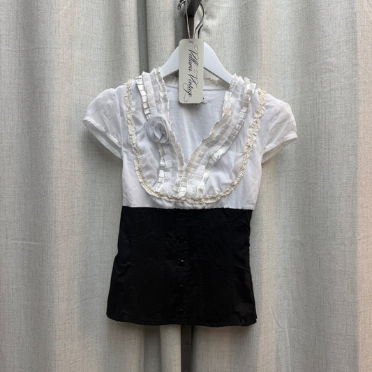 Black & White Ruffled Blouse