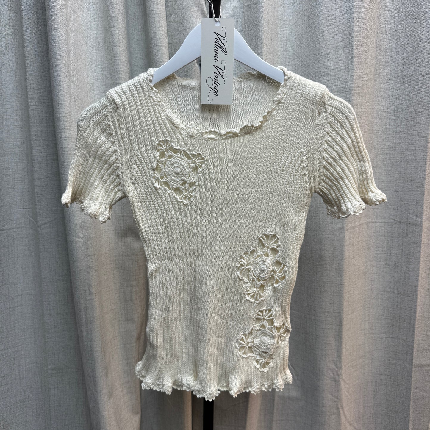 Blugirl by Blumarine White Floral Rib Knit Short Sleeve