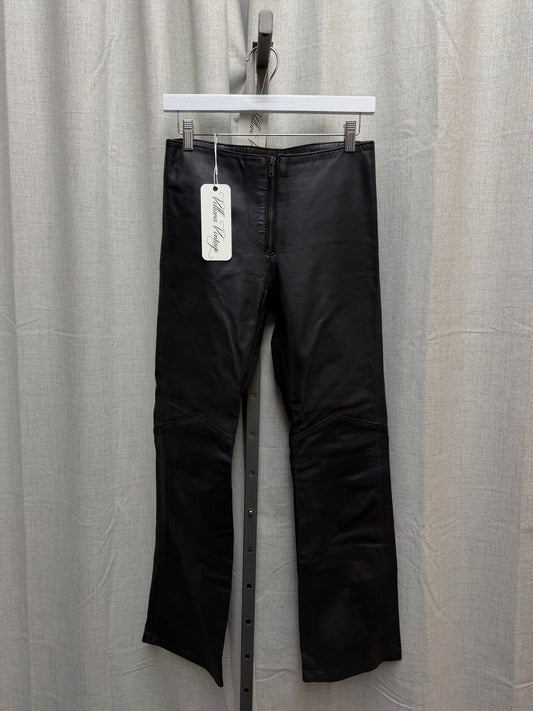 Flared Black Leather Pants