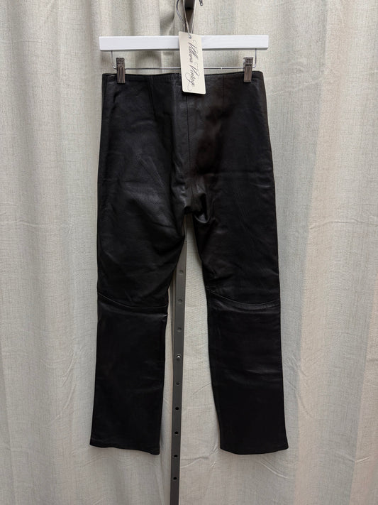 Flared Black Leather Pants