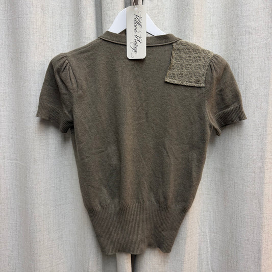 McQ Olive Green Patchwork Short Sleeve Cardigan