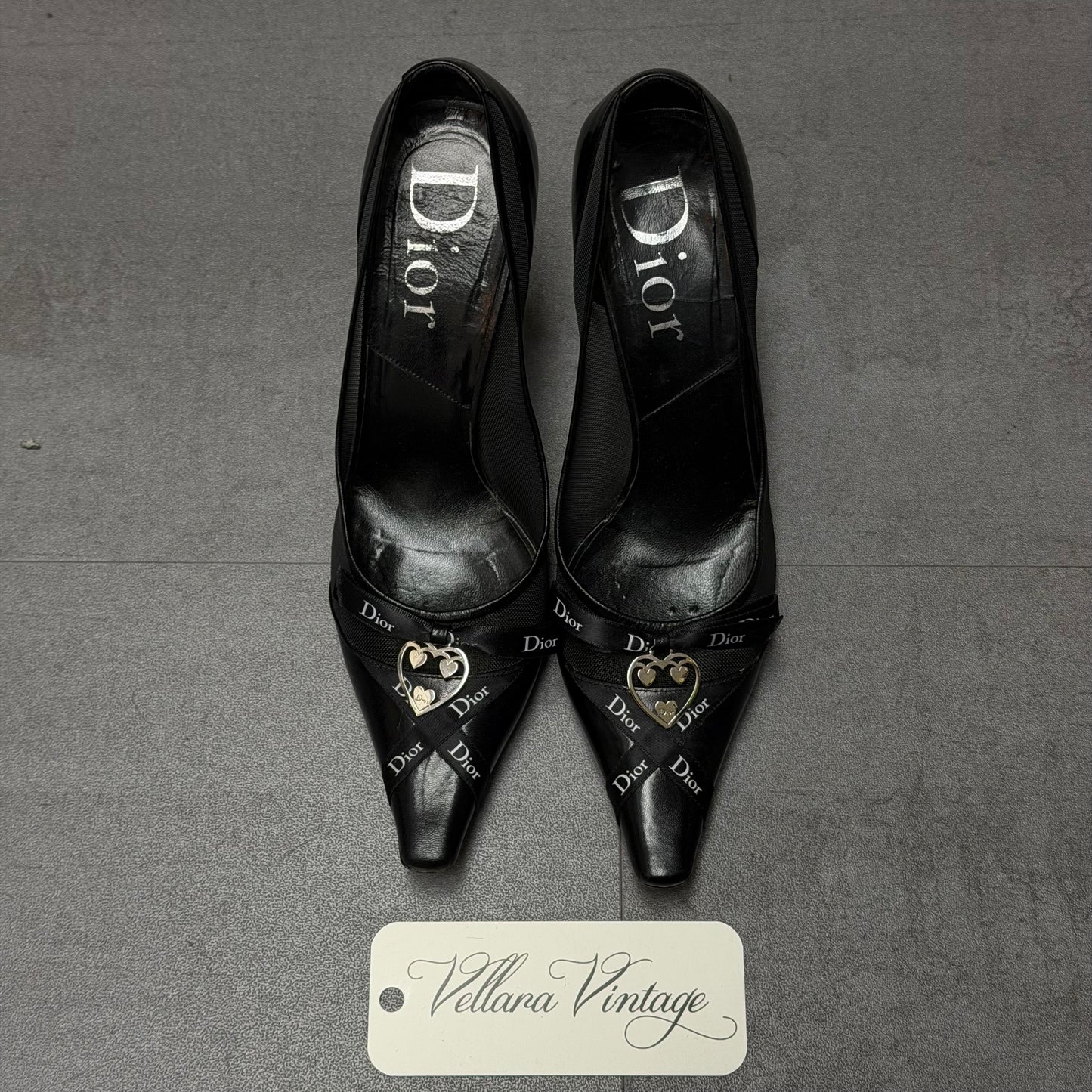 Dior Black Leather Kitten Heels