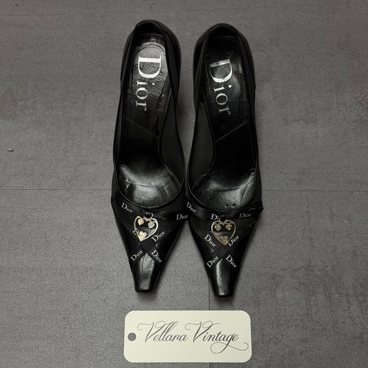 Dior Black Leather Kitten Heels