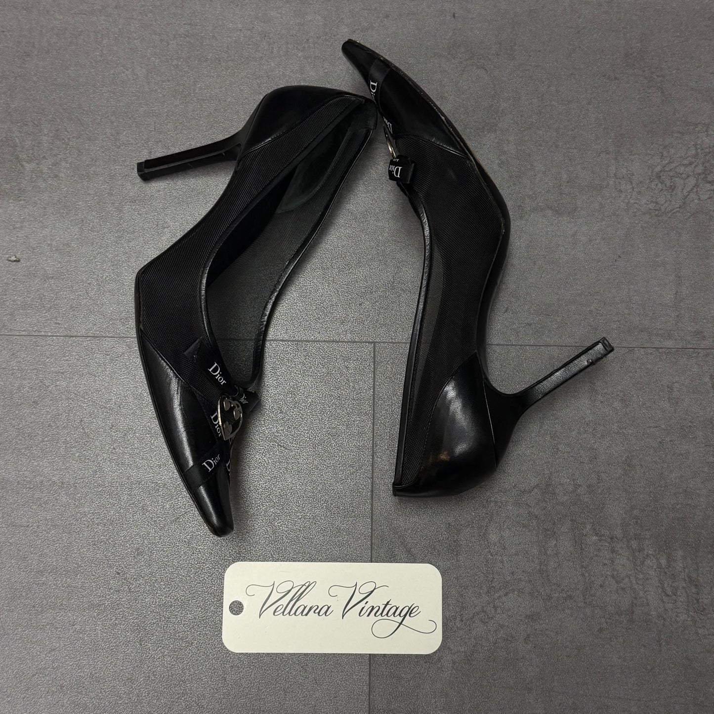 Dior Black Leather Kitten Heels