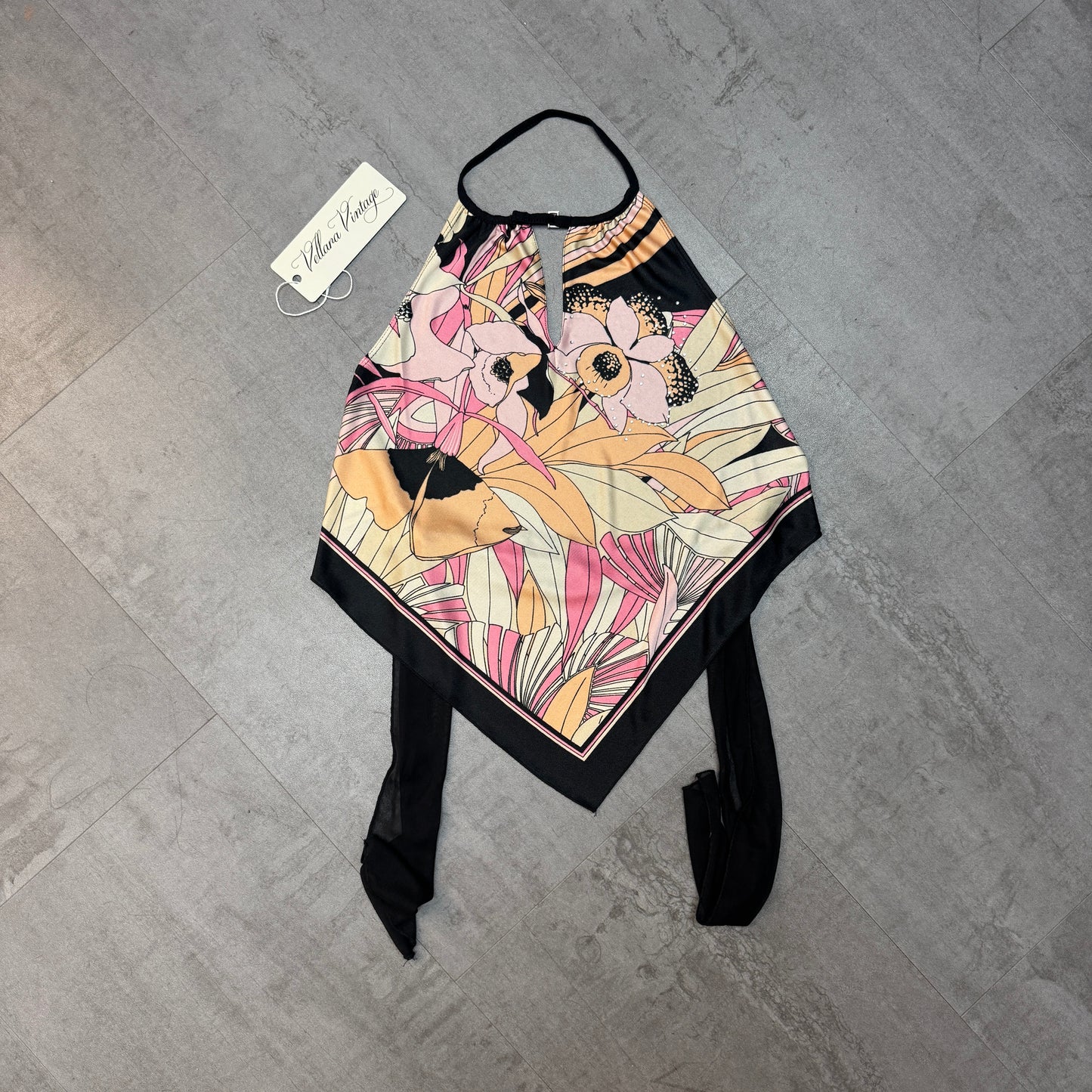 Morgan de Toi Abstract Scarf Halter Tank Top