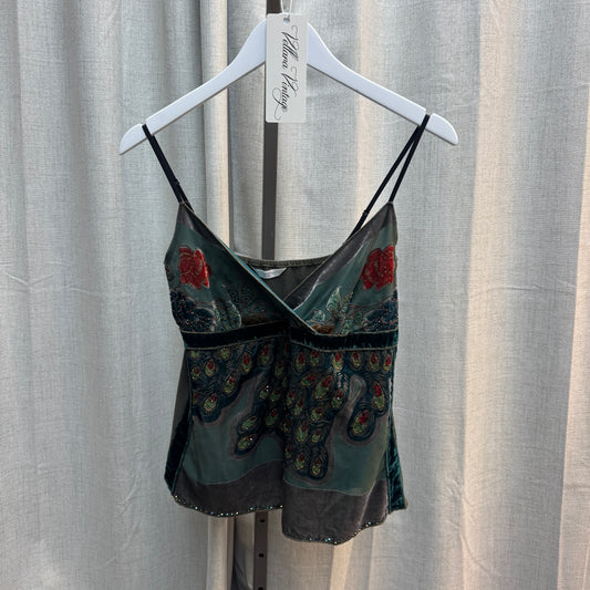 Velvet Peacock Floral V-Neck Tank Top