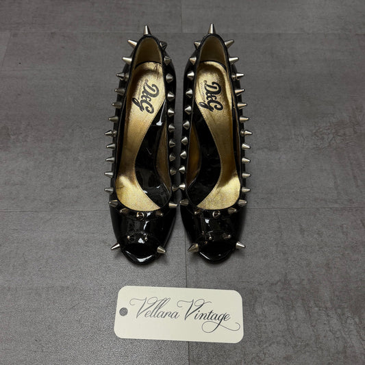 D&G Black Patent Leather Studded Pumps