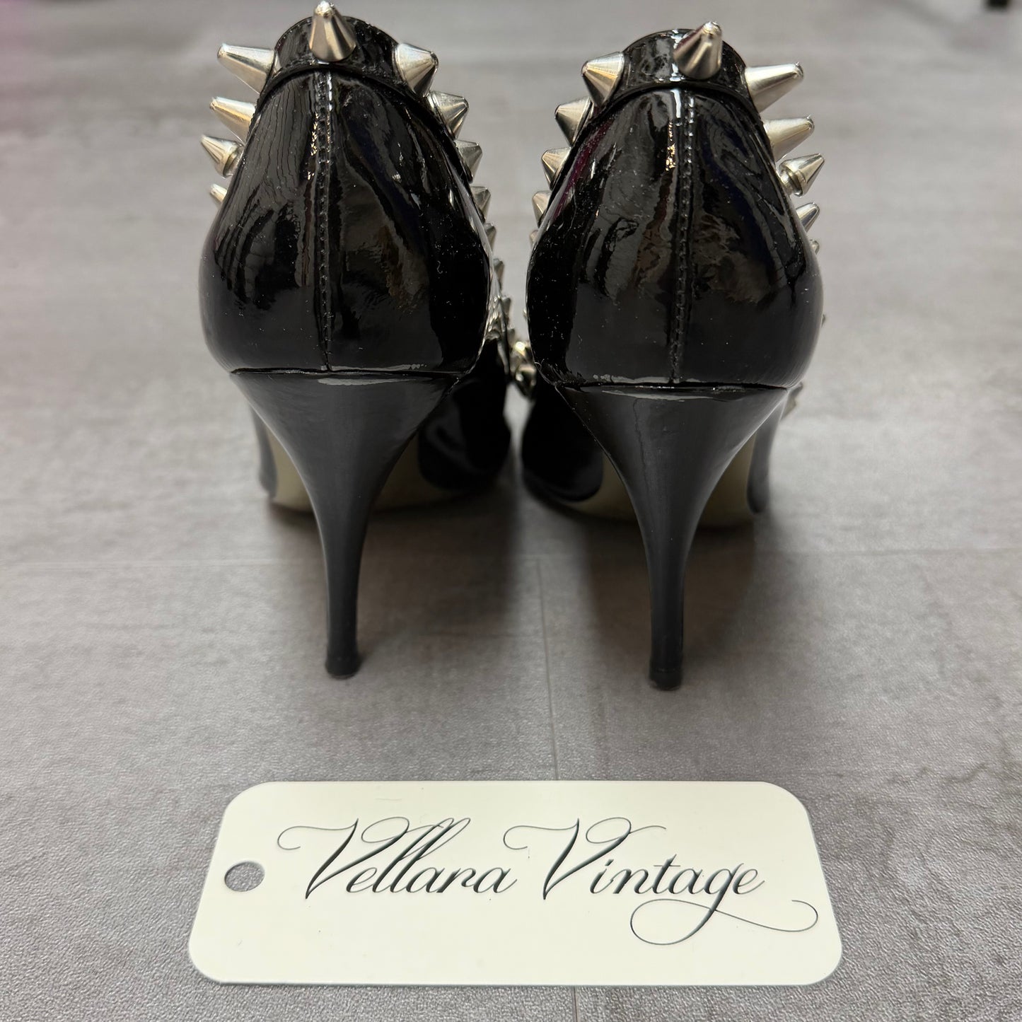 D&G Black Patent Leather Studded Pumps