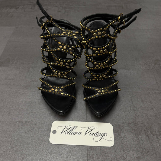 Versace Black Strappy Platform Heels