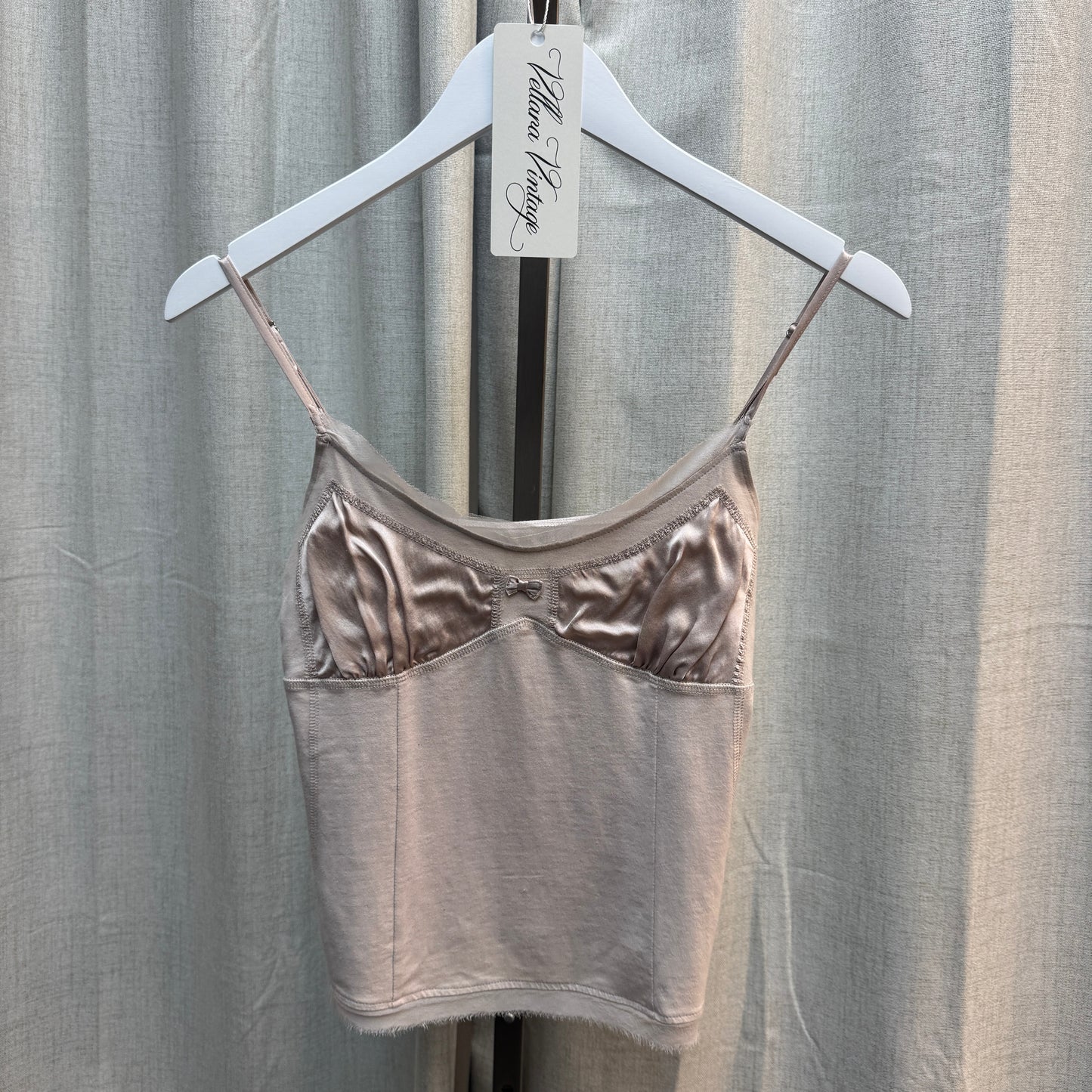 Armand Ventilo Taupe Satin Trim Tank Top