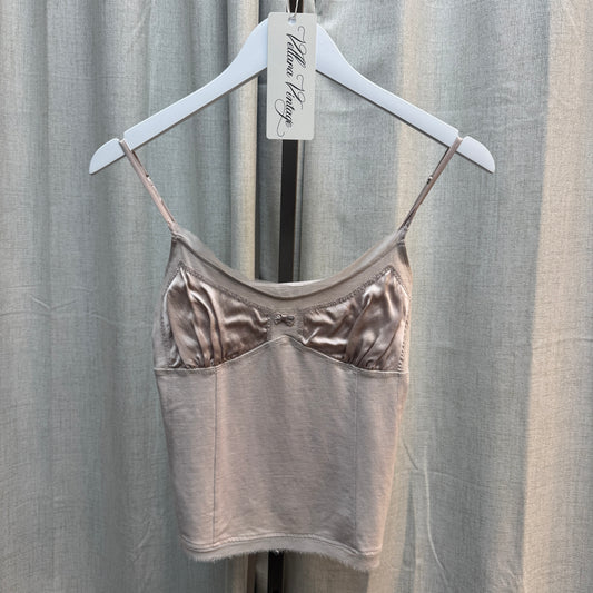 Armand Ventilo Taupe Satin Trim Tank Top