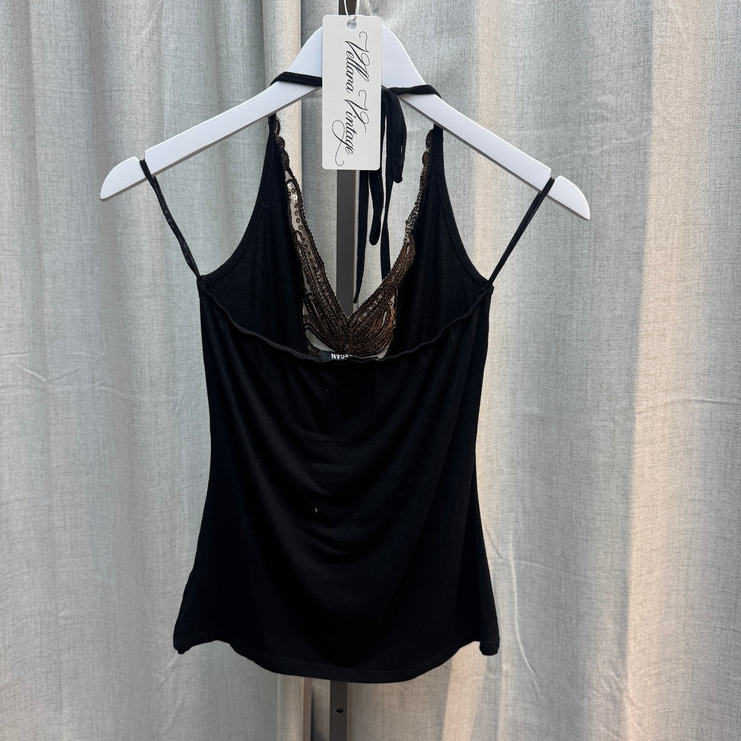 Morgan de Toi Gold Embellished Halter Top