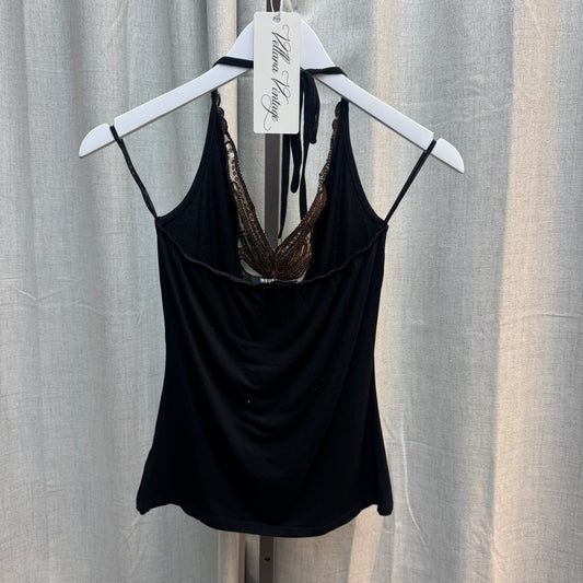 Morgan de Toi Gold Embellished Halter Top