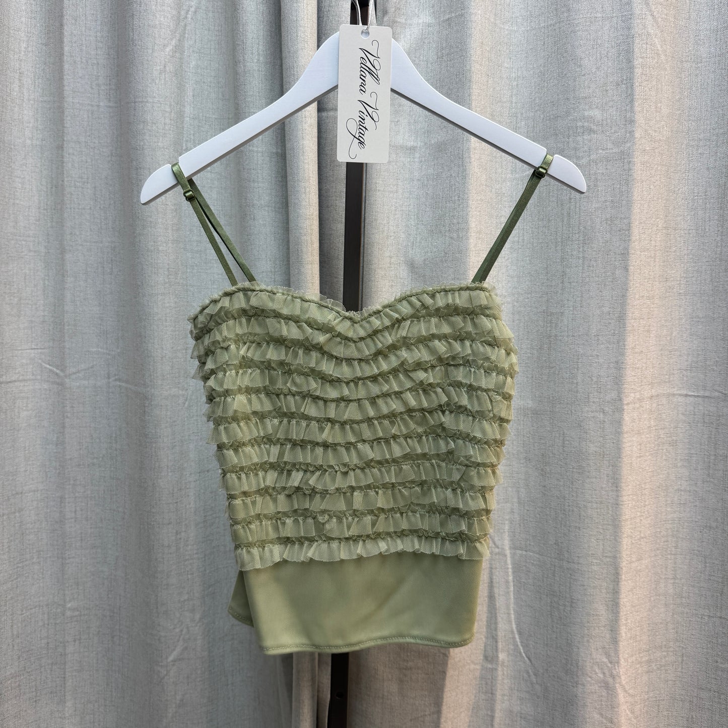 Sage Green Ruffle Floral Tank Top and Maxi Skirt Set