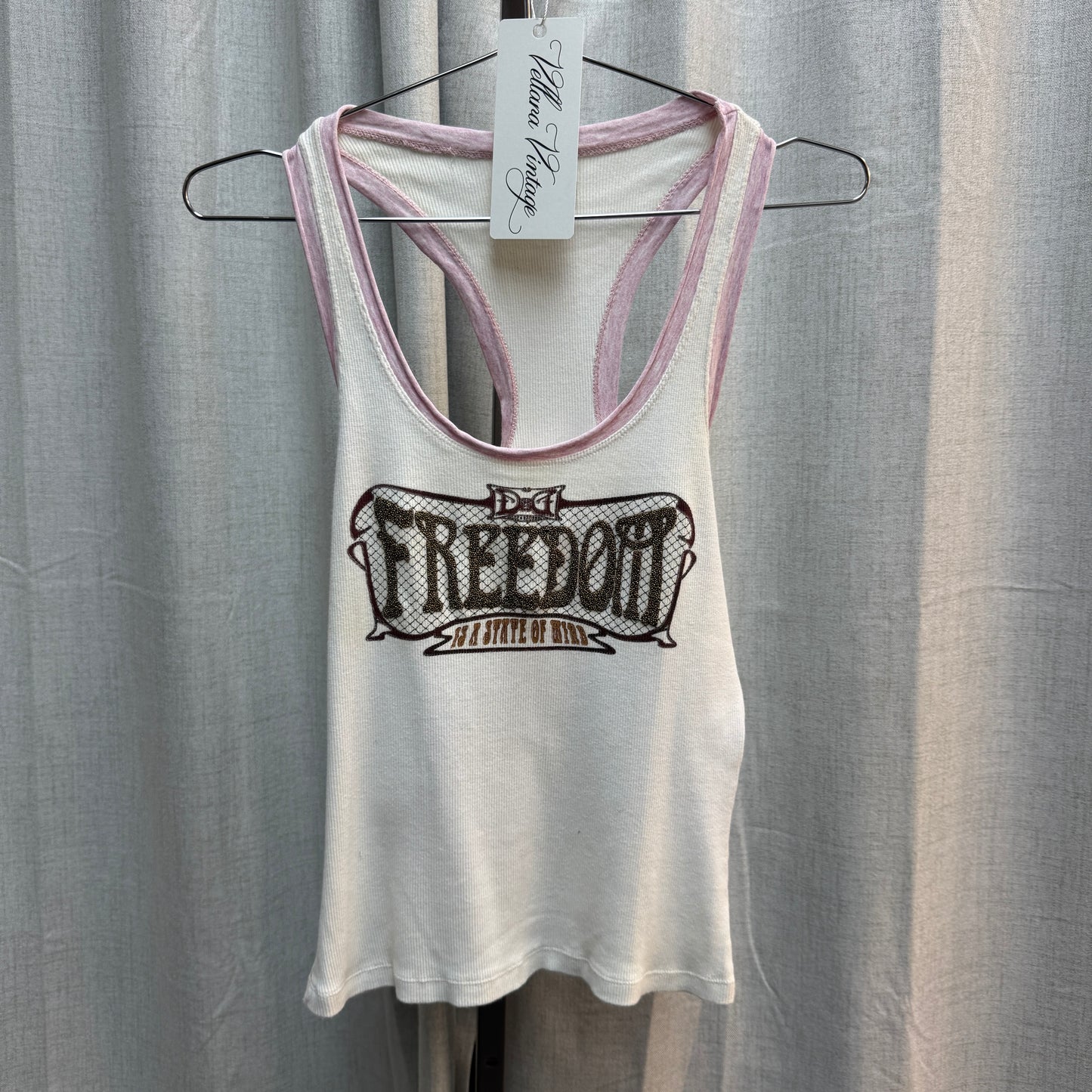 Dolce & Gabbana Pink Beaded 'Freedom' Tank Top