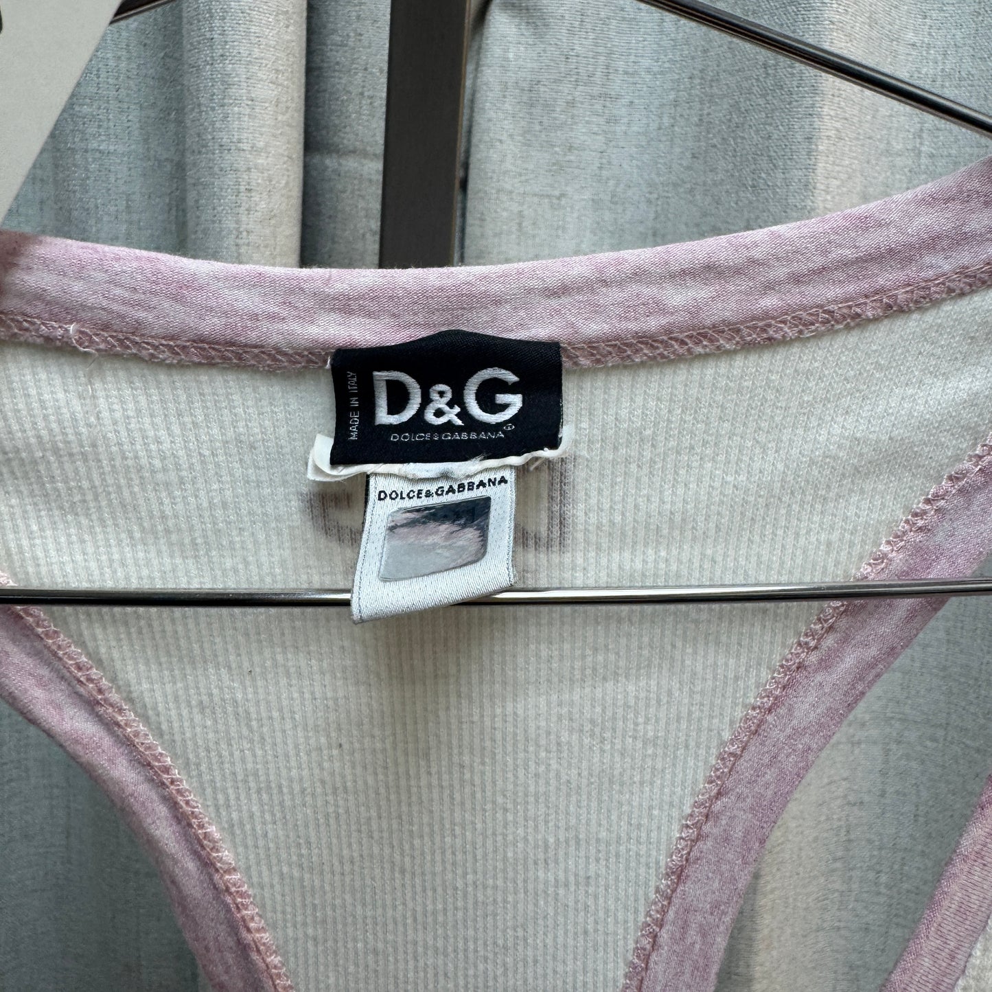 Dolce & Gabbana Pink Beaded 'Freedom' Tank Top