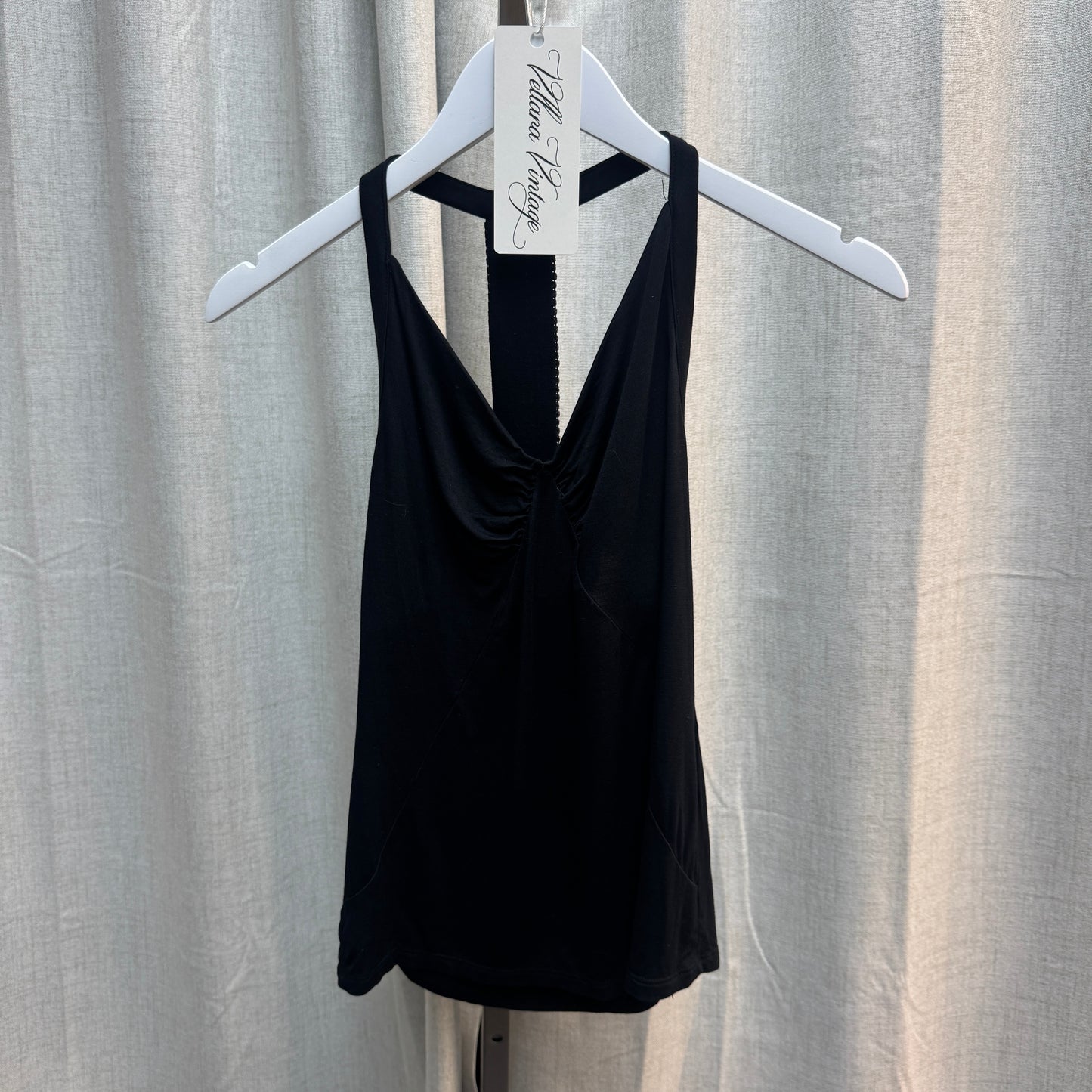 Morgan de Toi Black Rhinestone Cowl Neck Tank Top
