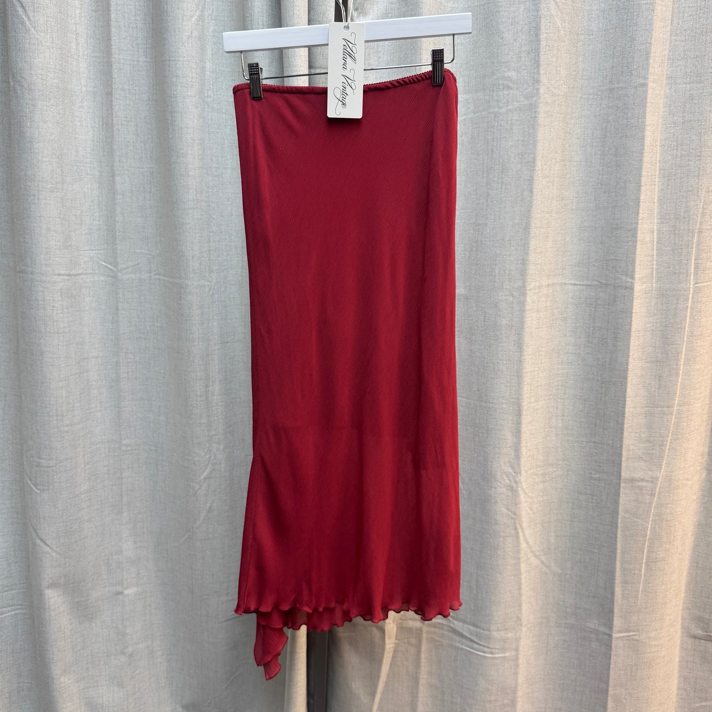 Red Asymmetrical Ruffle Long Sleeve and Maxi Skirt Set