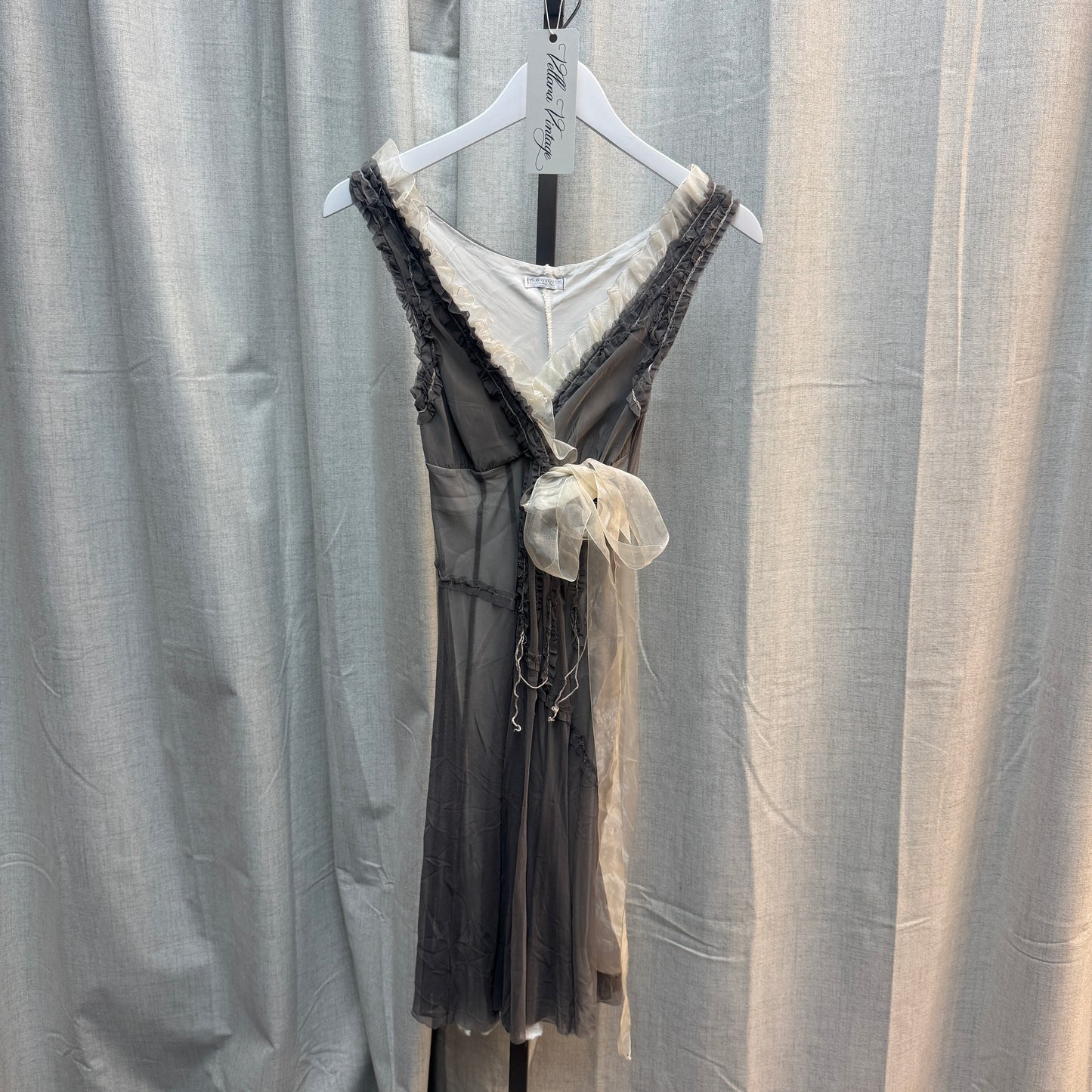 Gray Layered Mesh Midi Dress