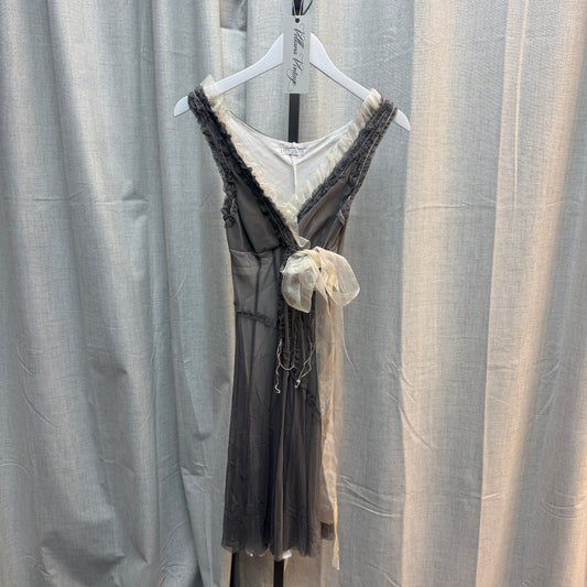Gray Layered Mesh Midi Dress