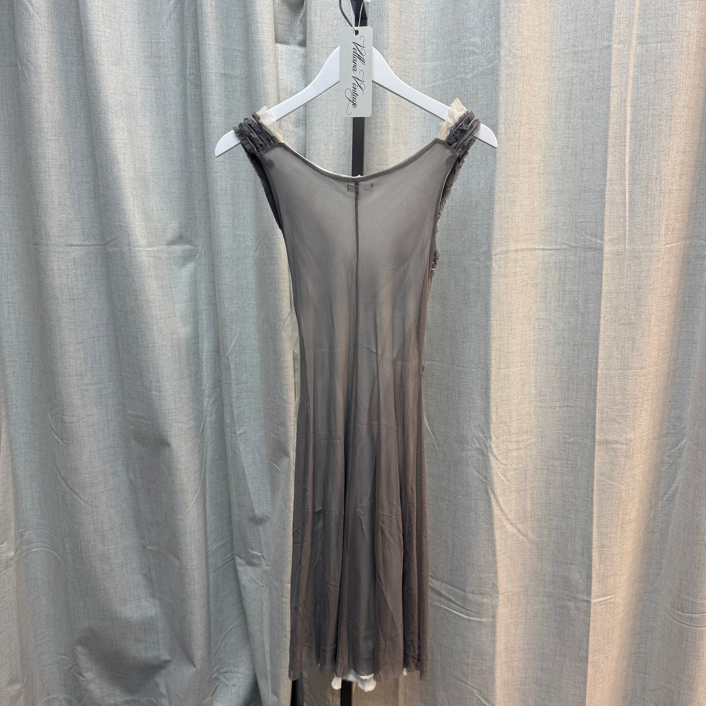 Gray Layered Mesh Midi Dress