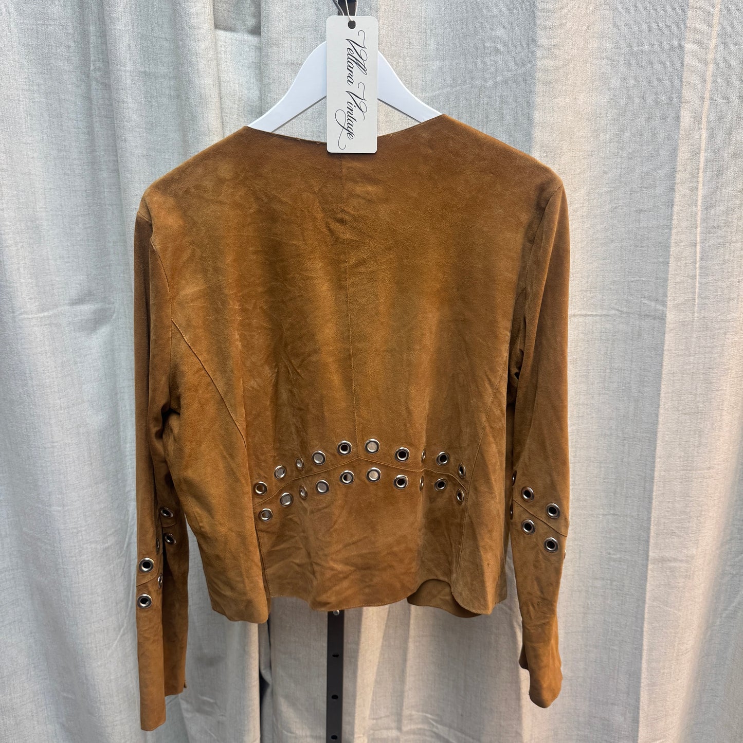 Ikks Camel Grommet Suede Leather Jacket