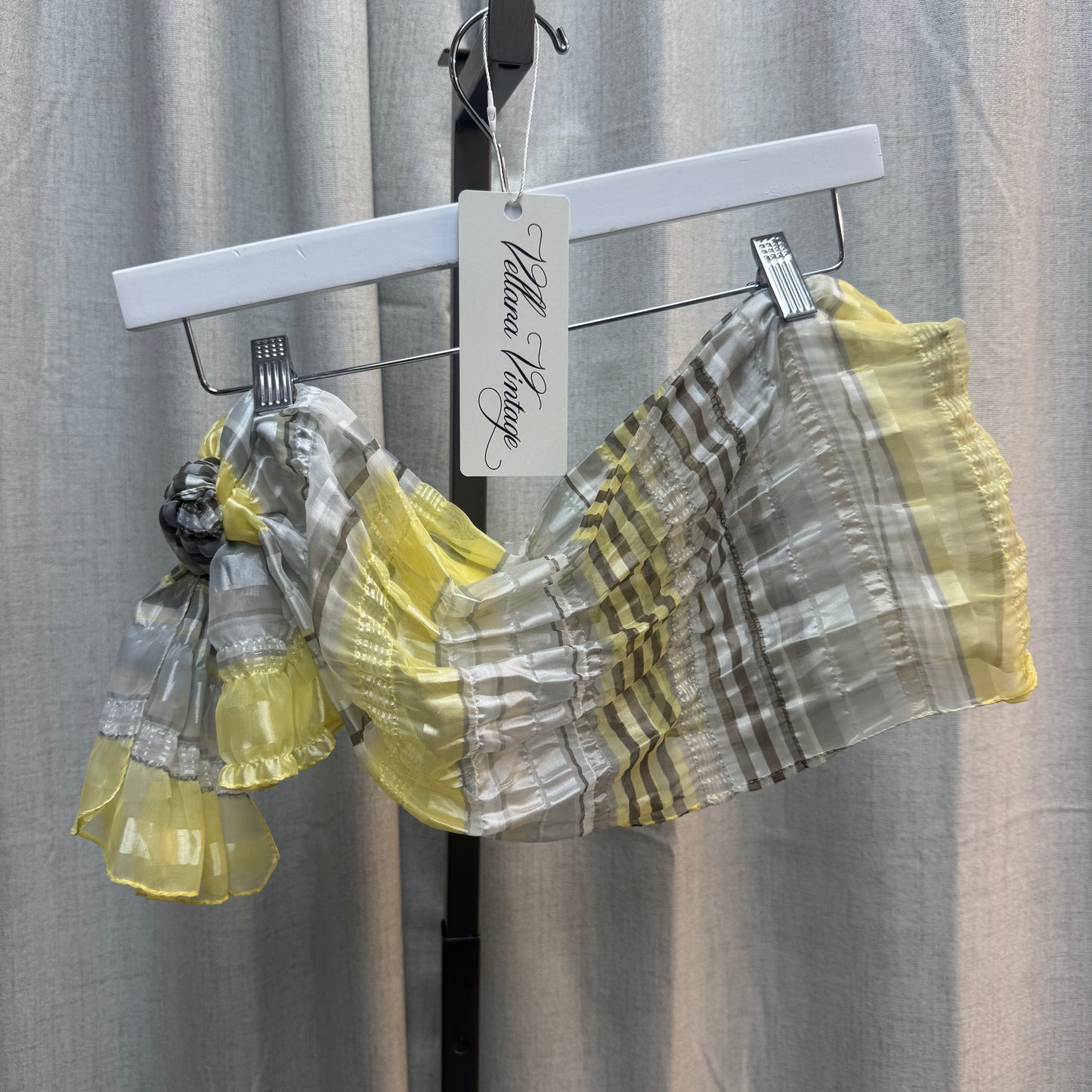 Sheer Yellow & Grey Plaid Chiffon Belt